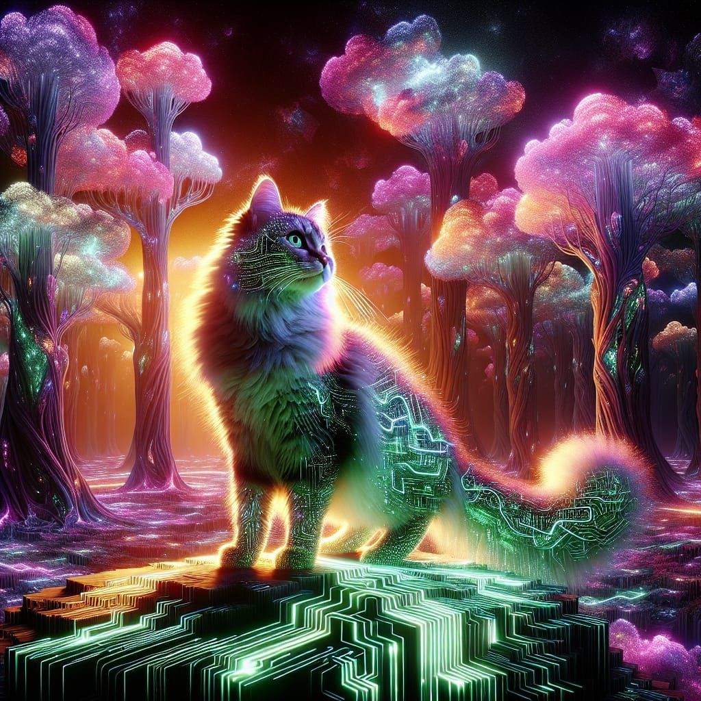 Computerized Cat, virtual forest