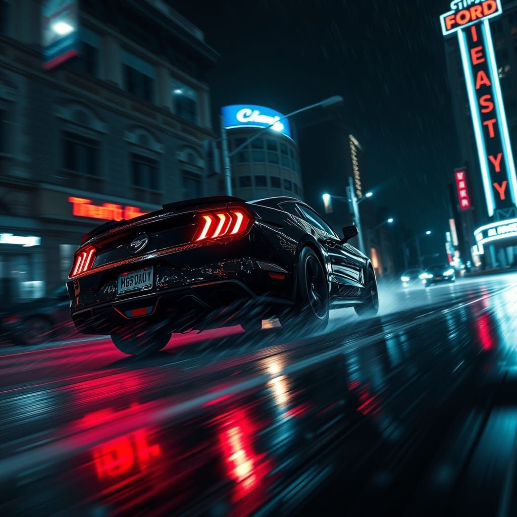 Neon Noir Mustang in Sin City Style