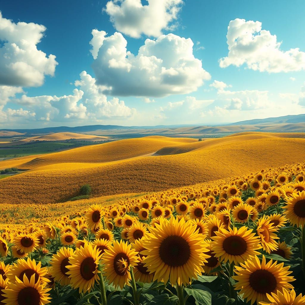 Vibrant Sunflower Farm in Fantasy Concept Art Style