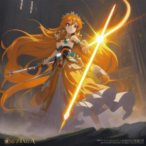 Princess Daisy with Orange Lightsaber, Anime Style