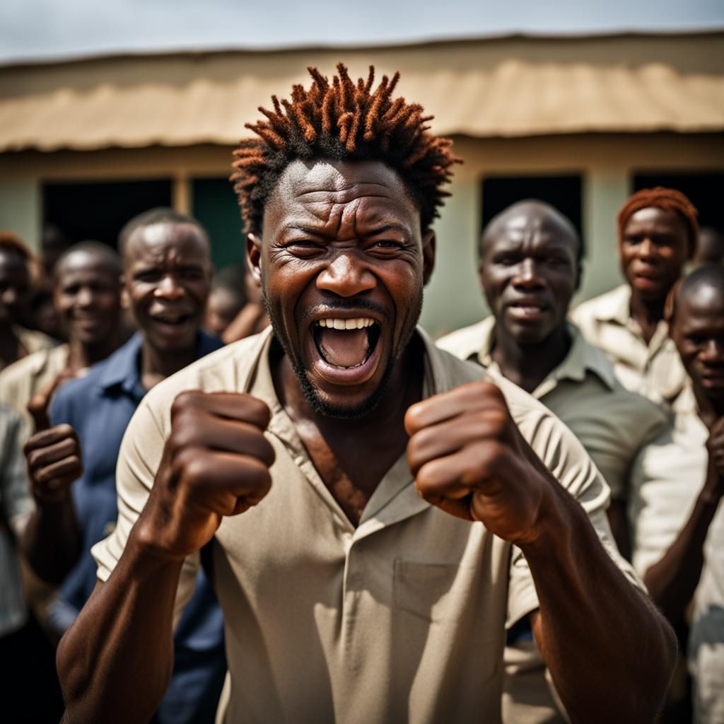 Joyful African Man Portrait at Black Star Gate