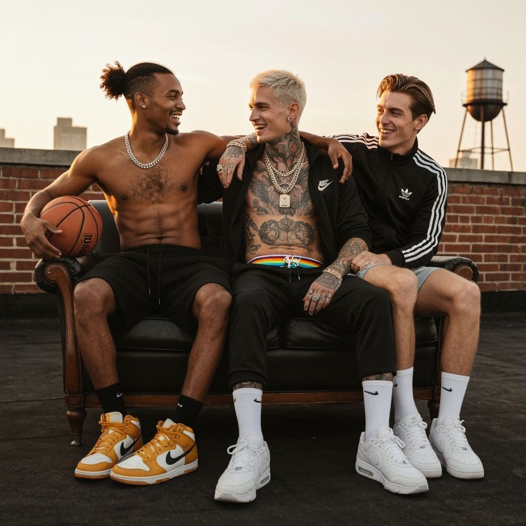 Brooklyn Rooftop Golden Hour with Laughing Men