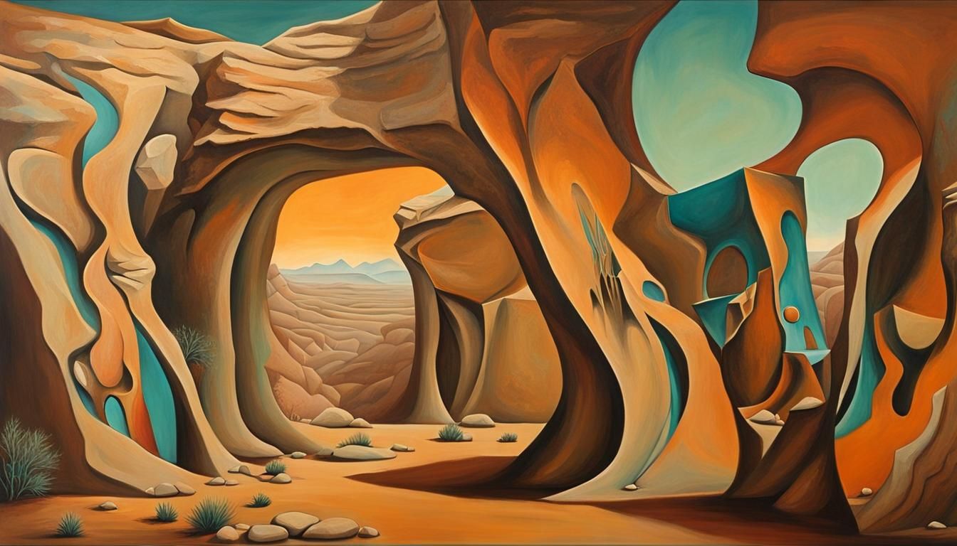 Surreal Desert Cliffs in Dali Painting Style