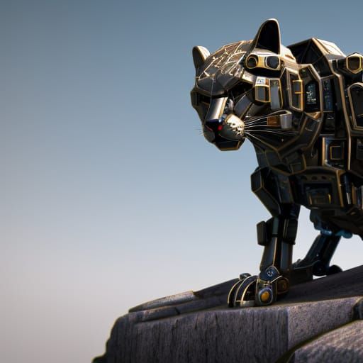 Futuristic Mountain Lion with Intricate Mech Details