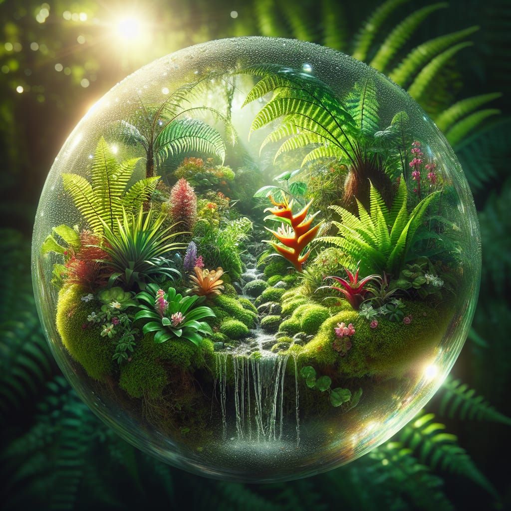 Enchanted Jungle in Glass Sphere