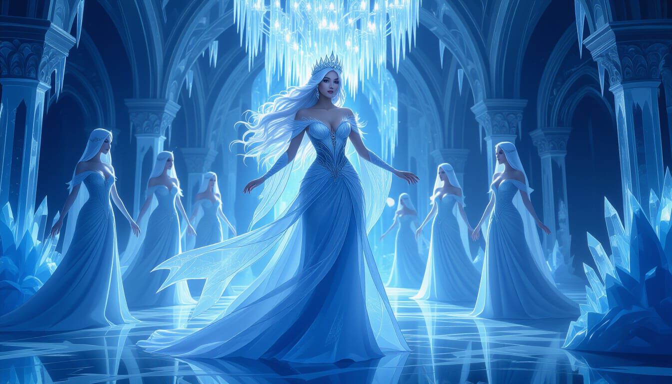 Majestic Ice Queen in Ethereal Ice Palace