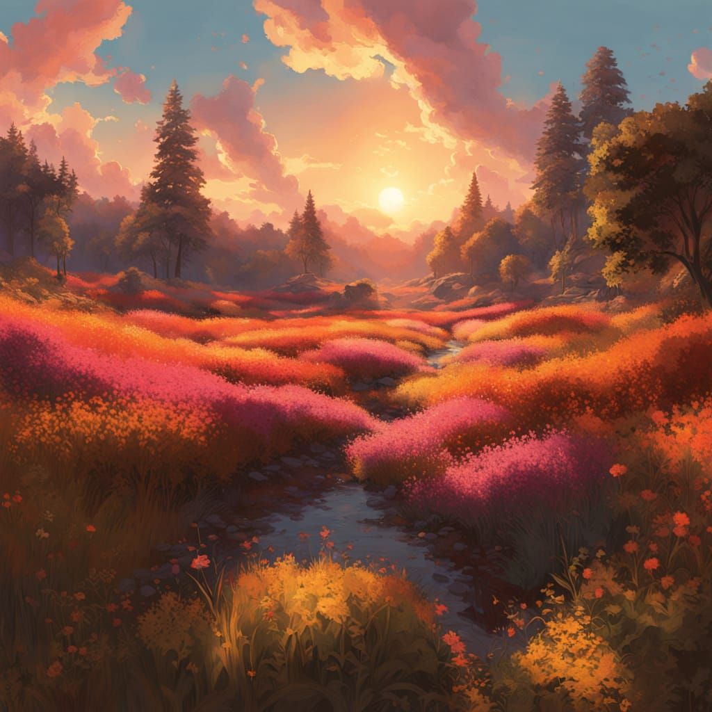 Radiant Landscape in Warm Sunlight