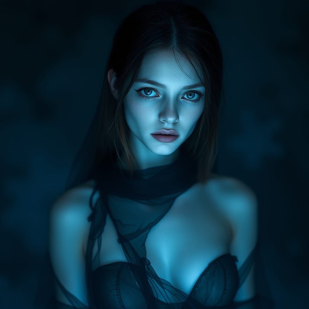 Ethereal Ghost Woman in Haunting, Surreal Style