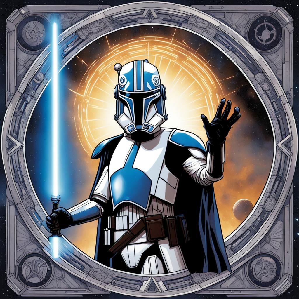 Captain Rex Tarot Card in Comic Book Style