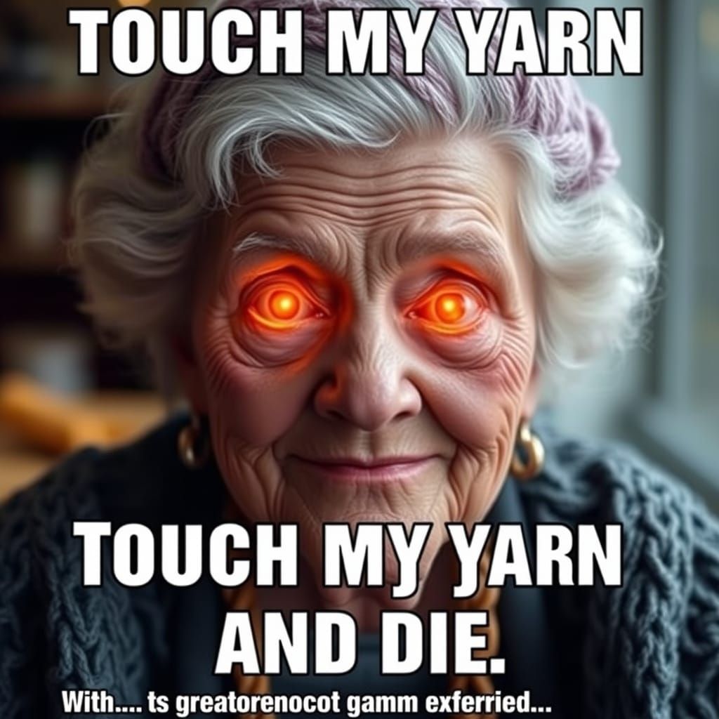 Humorous Meme: Grandma Video Game Boss