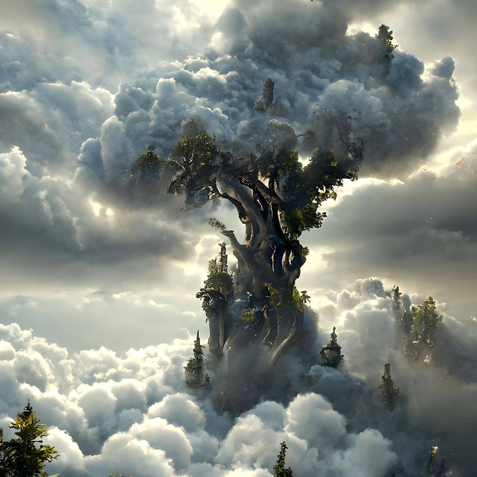 Ethereal Cloud Tree: A Digital Fantasy Masterpiece