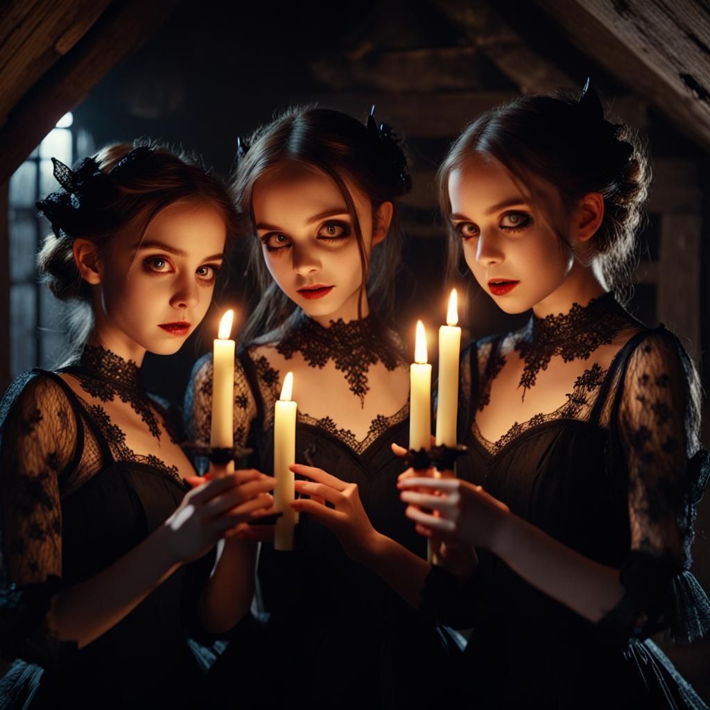 Whimsical Devil Girls in Gothic Fantasy Style