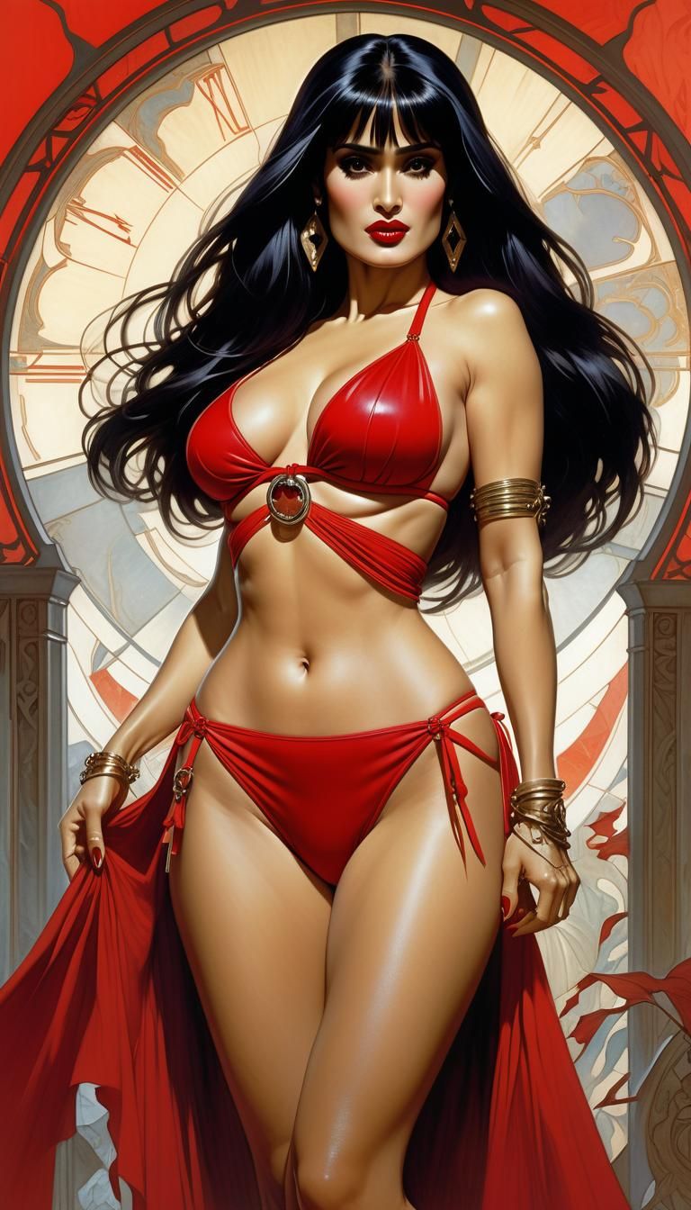 Salma Hayek as Vampirella in Art Nouveau Style