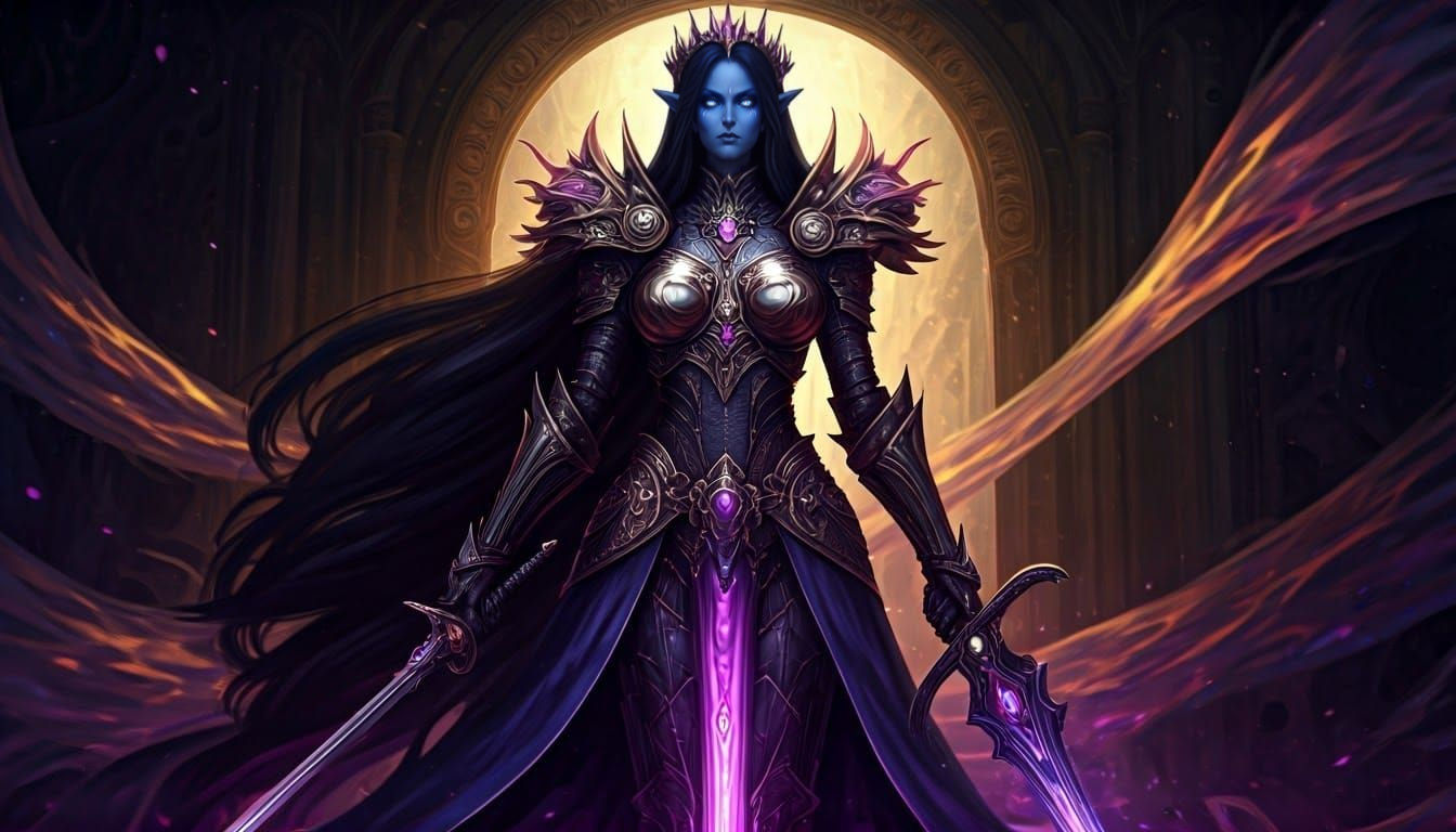 Ethereal Warrior Queen in Azure Armor