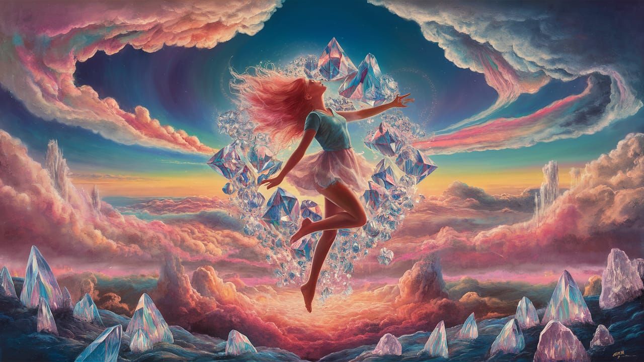 Surreal Lucy in the Sky with Diamonds Painting