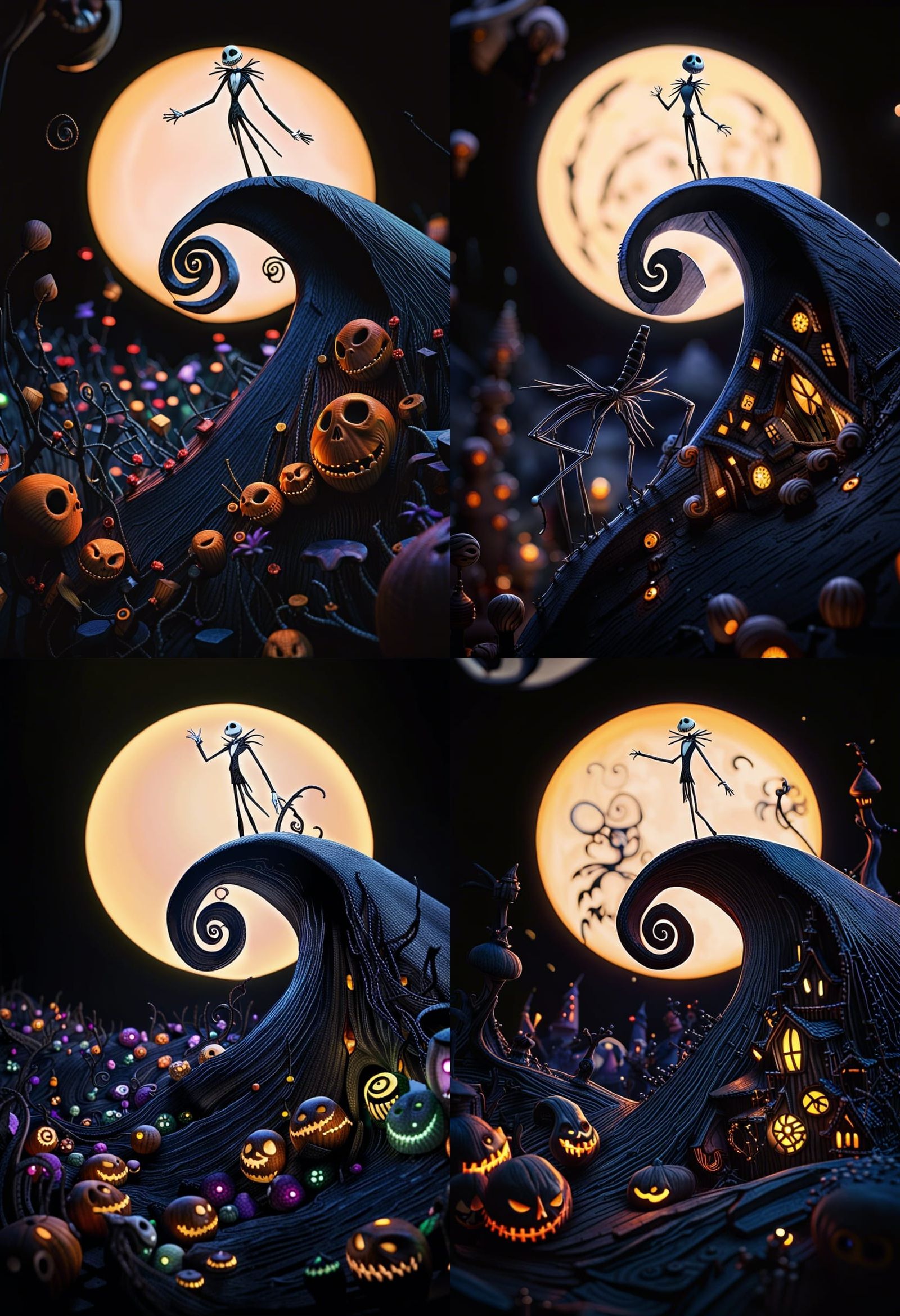 Hyperrealistic Jack Skellington in Dark Fantasy Style