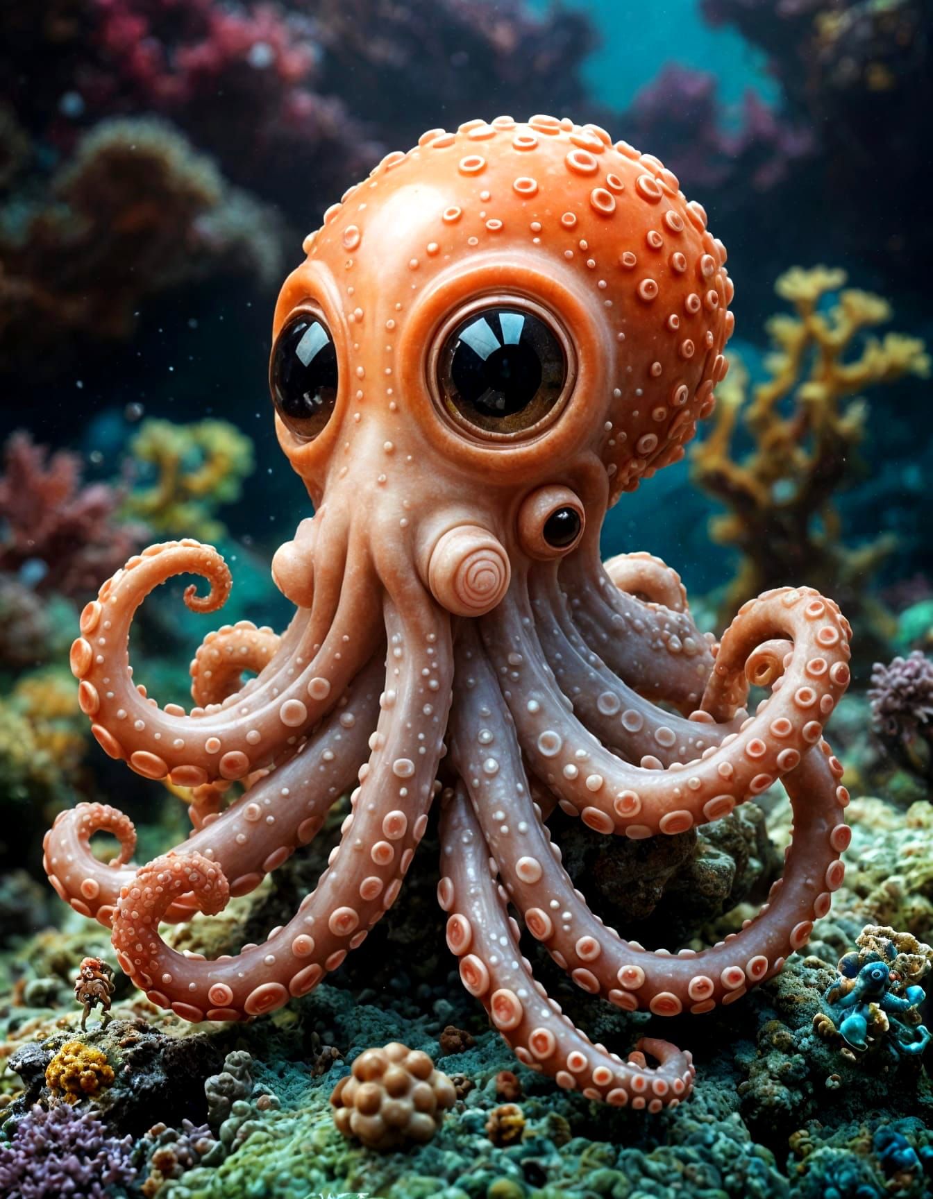 Chibi Octopus Portrait in Fantasycore Style