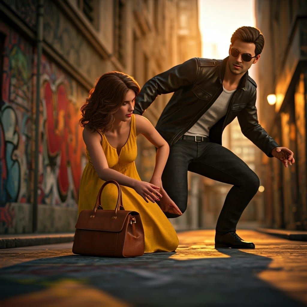 Street Theft: A Dramatic Hyperrealistic Scene