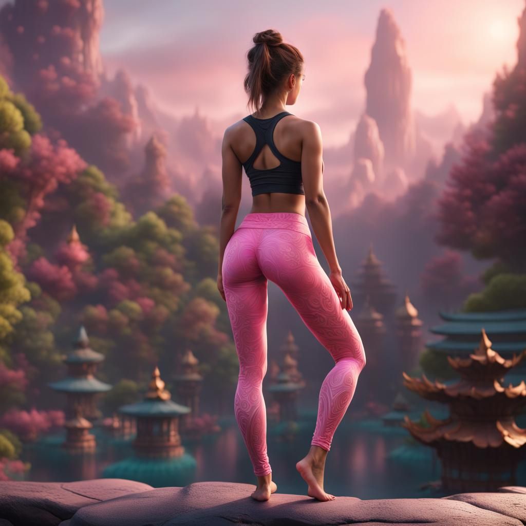Teen in Pink Yoga Pants: Detailed Matte Painting
