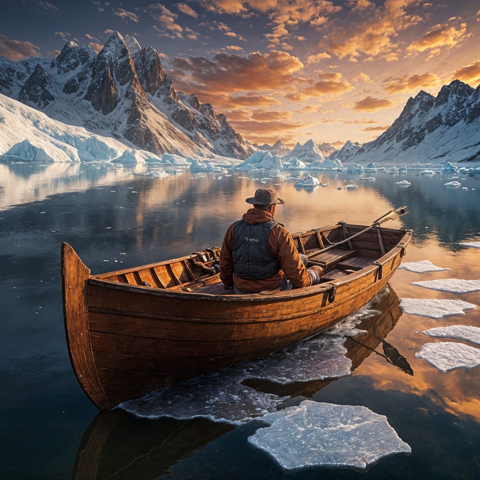 Dramatic Glacial Cityscape at Sunset