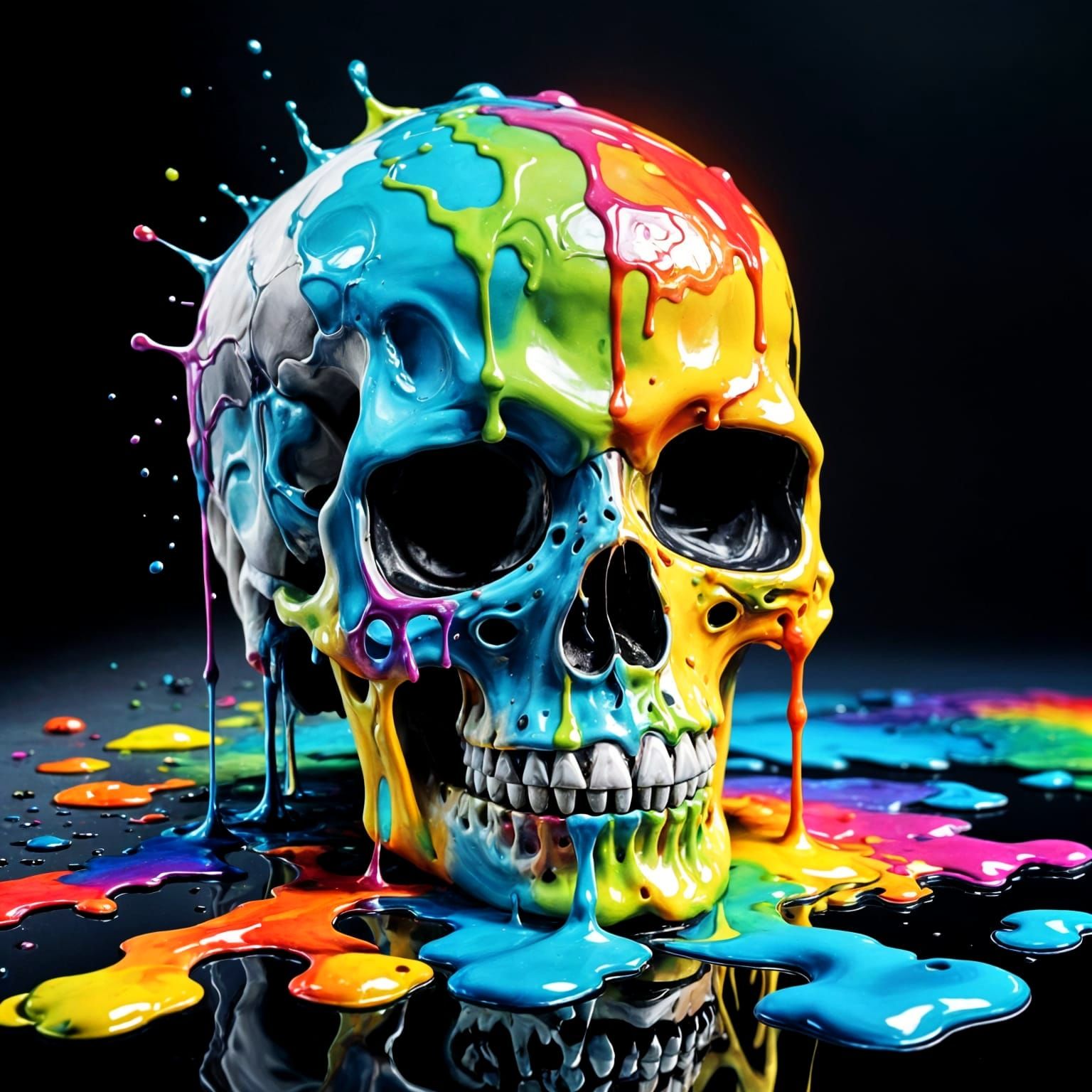 Surreal Skull Drenched in Vibrant Colors