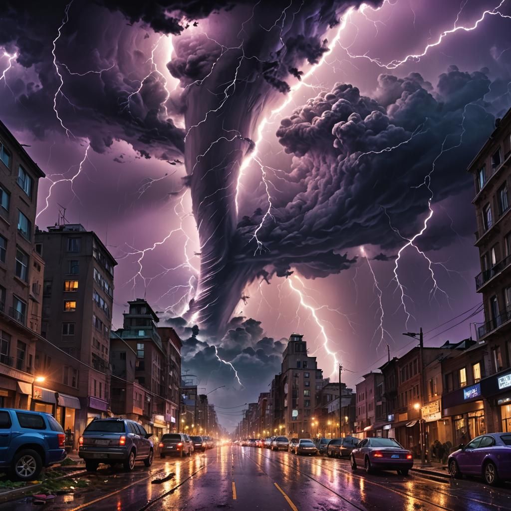 Tornado Devastates City in Apocalyptic Digital Art
