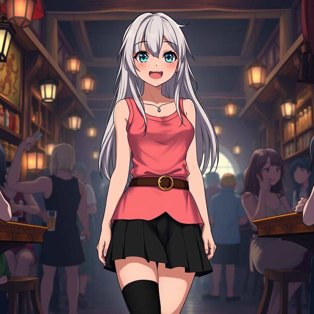 Elizabeth Liones in Medieval Bar, Anime Style