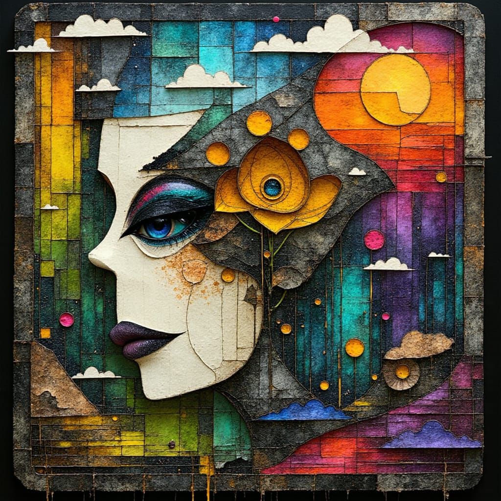 Surreal Double Exposure Mixed Media Artwork