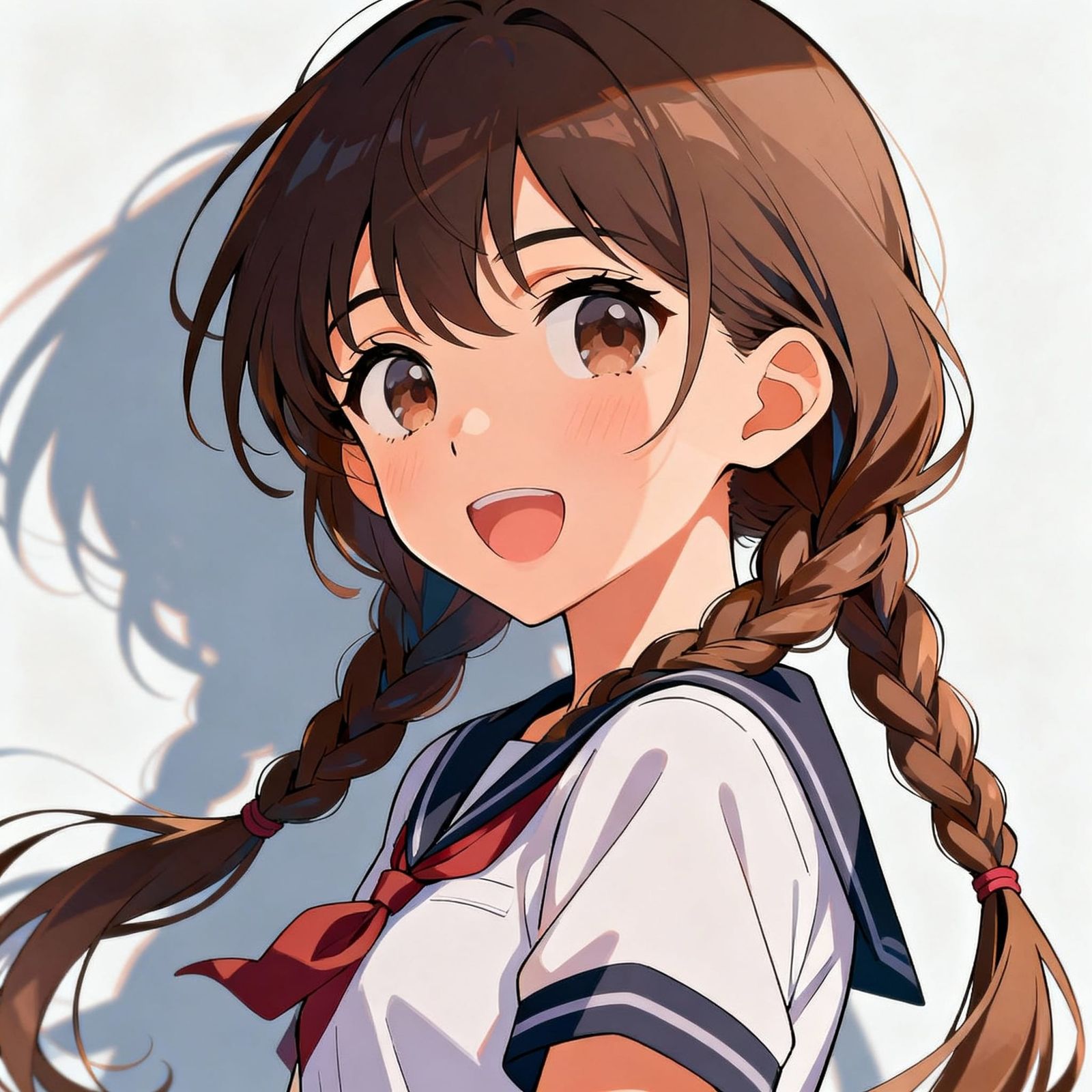 Anime Girl with Twin Braids in Vibrant Style