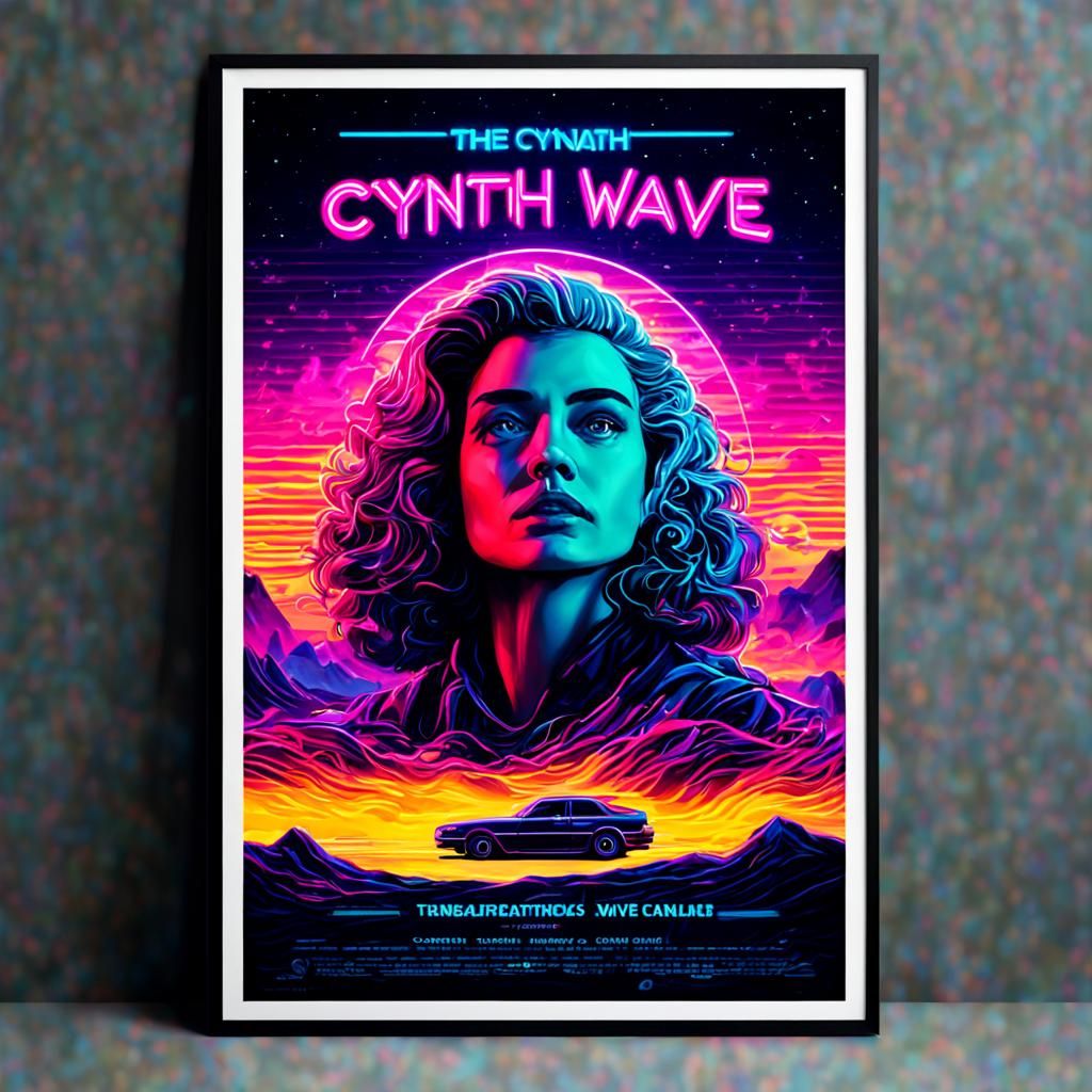 Synthwave Comedy Movie Poster in Neon Retro Style