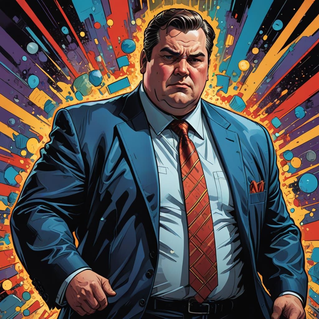 Comic Book Businessman in Strained Suit