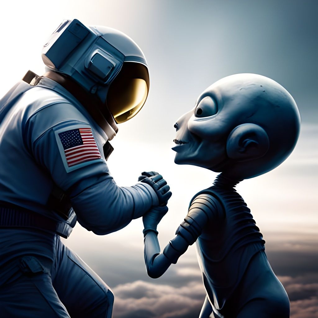 Astronaut Dancing with Alien in Hyperrealistic Detail