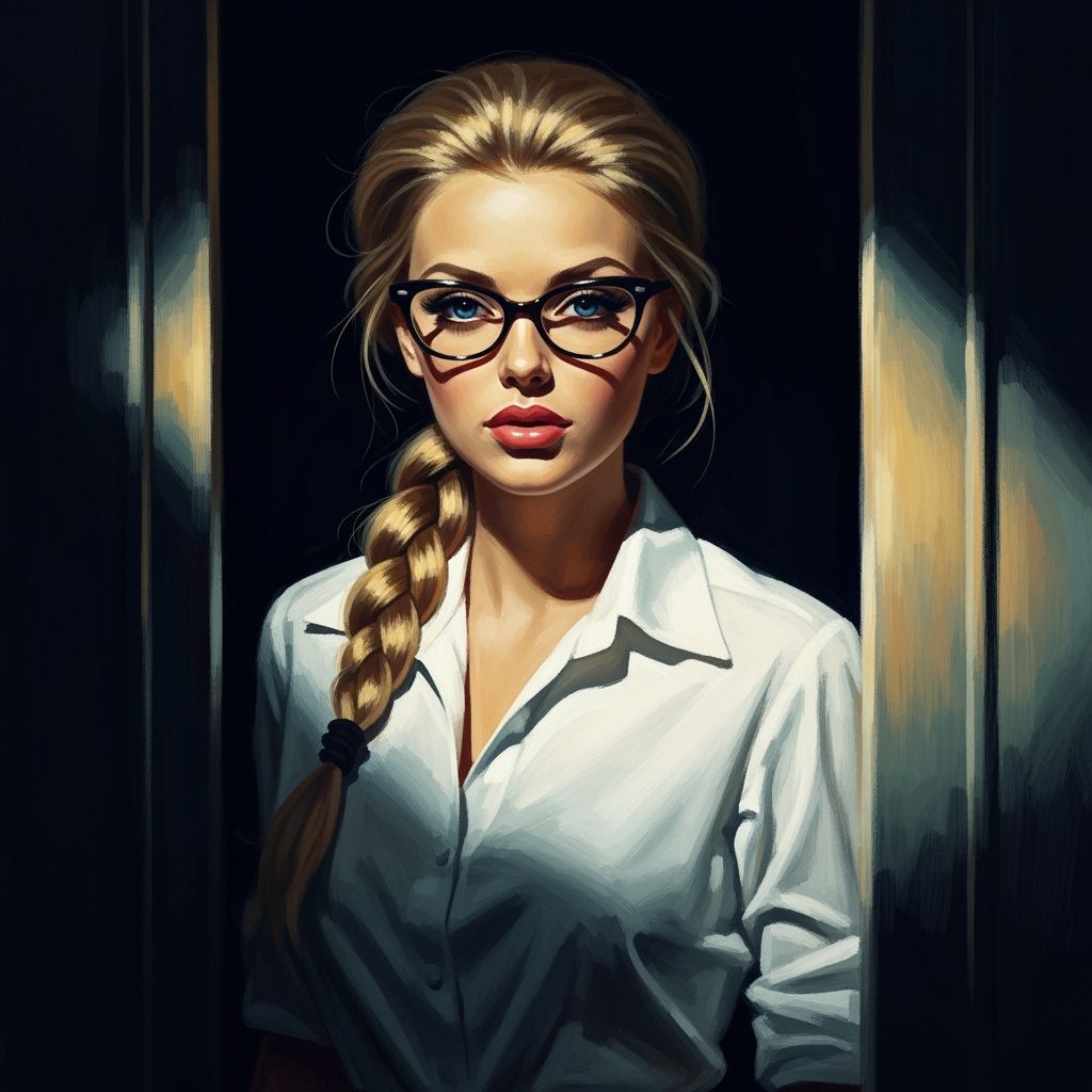 Impressionistic Oil Portrait of Woman in Dark Doorway