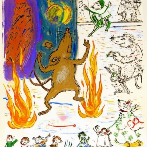 Mouse Dancing in Fire: A Surrealist Twist