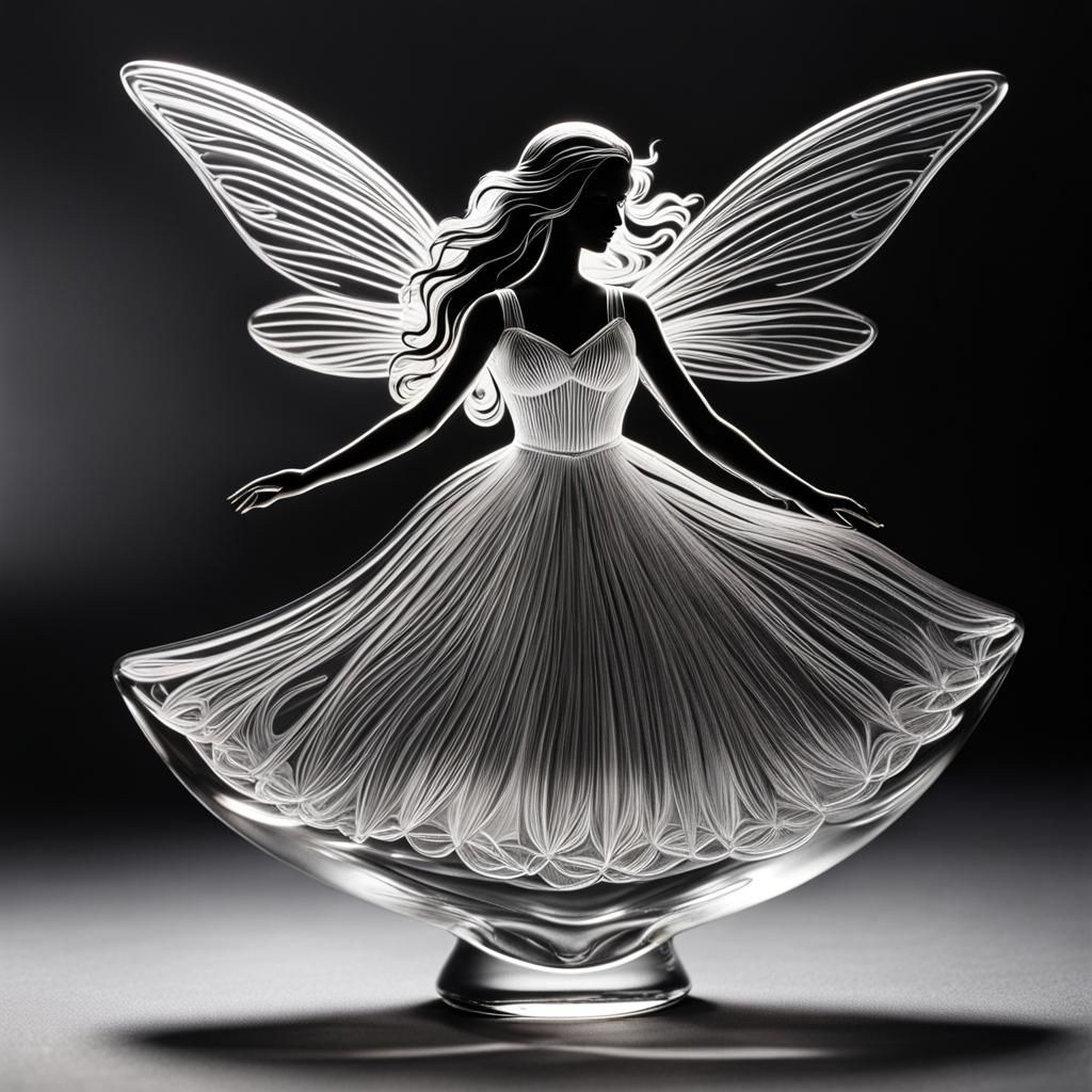 Glass Engraving: Photorealistic Fairy in Ballet Dress