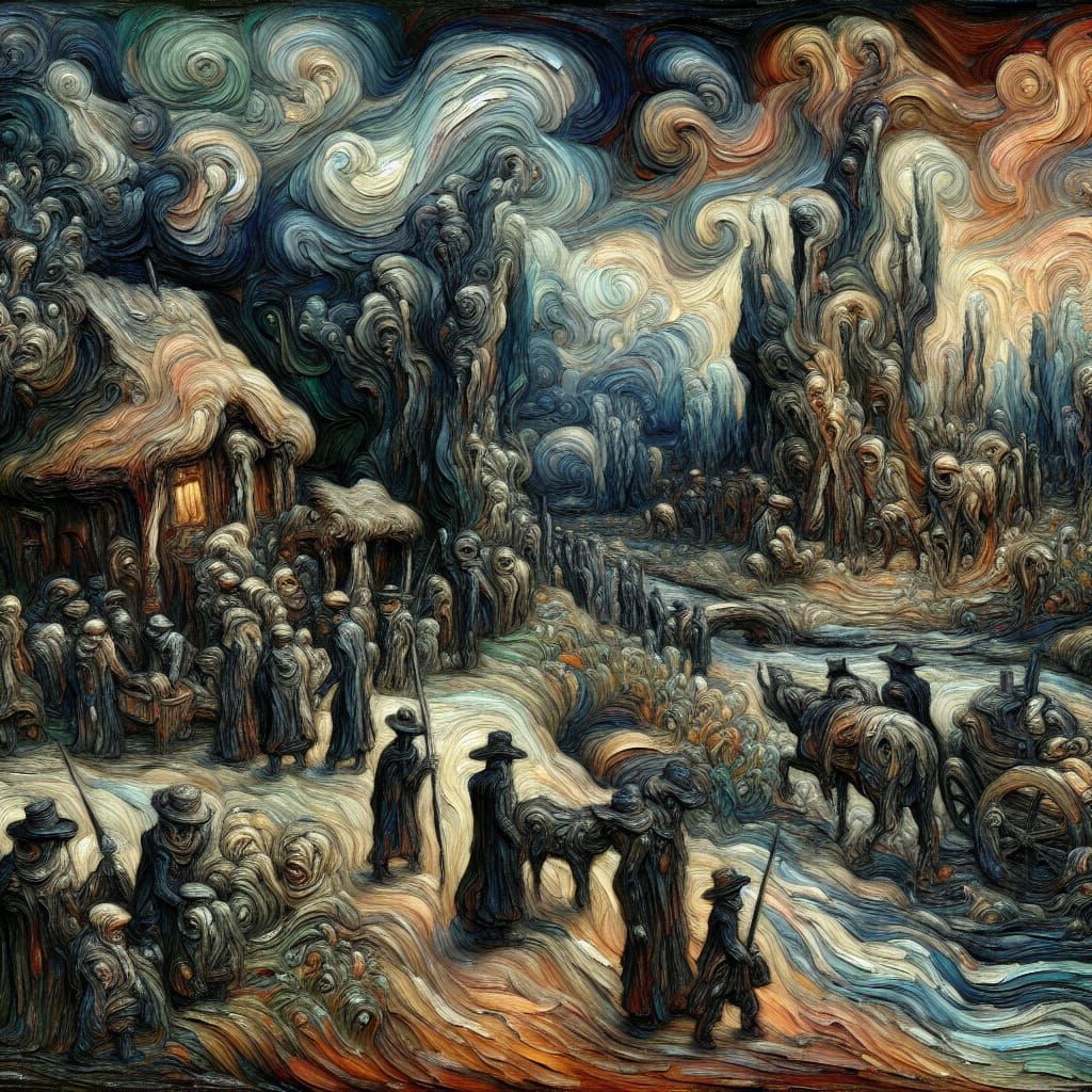 Surreal Landscape in Expressionist Impasto Style