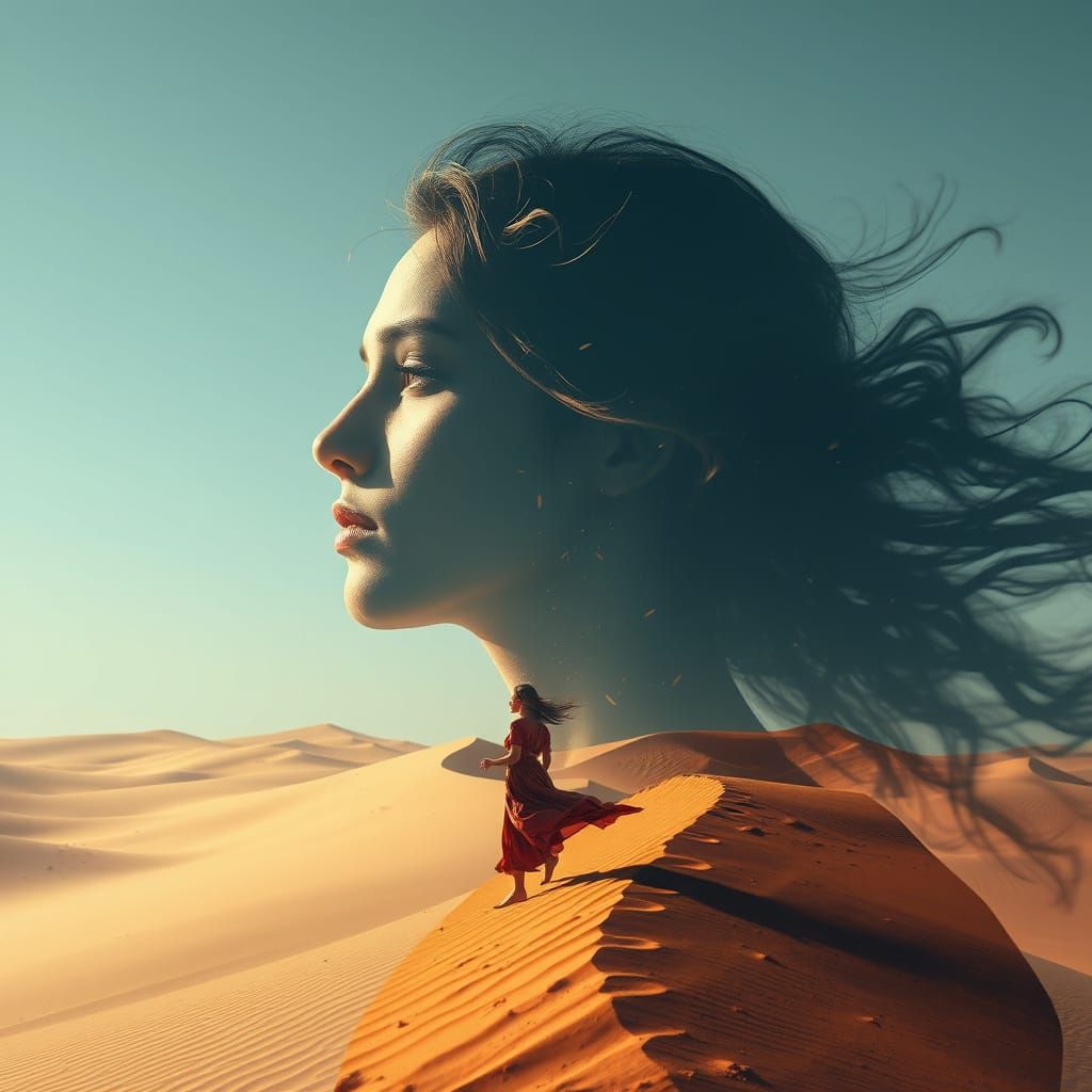 Mystical Wanderer in the Desert Dunes