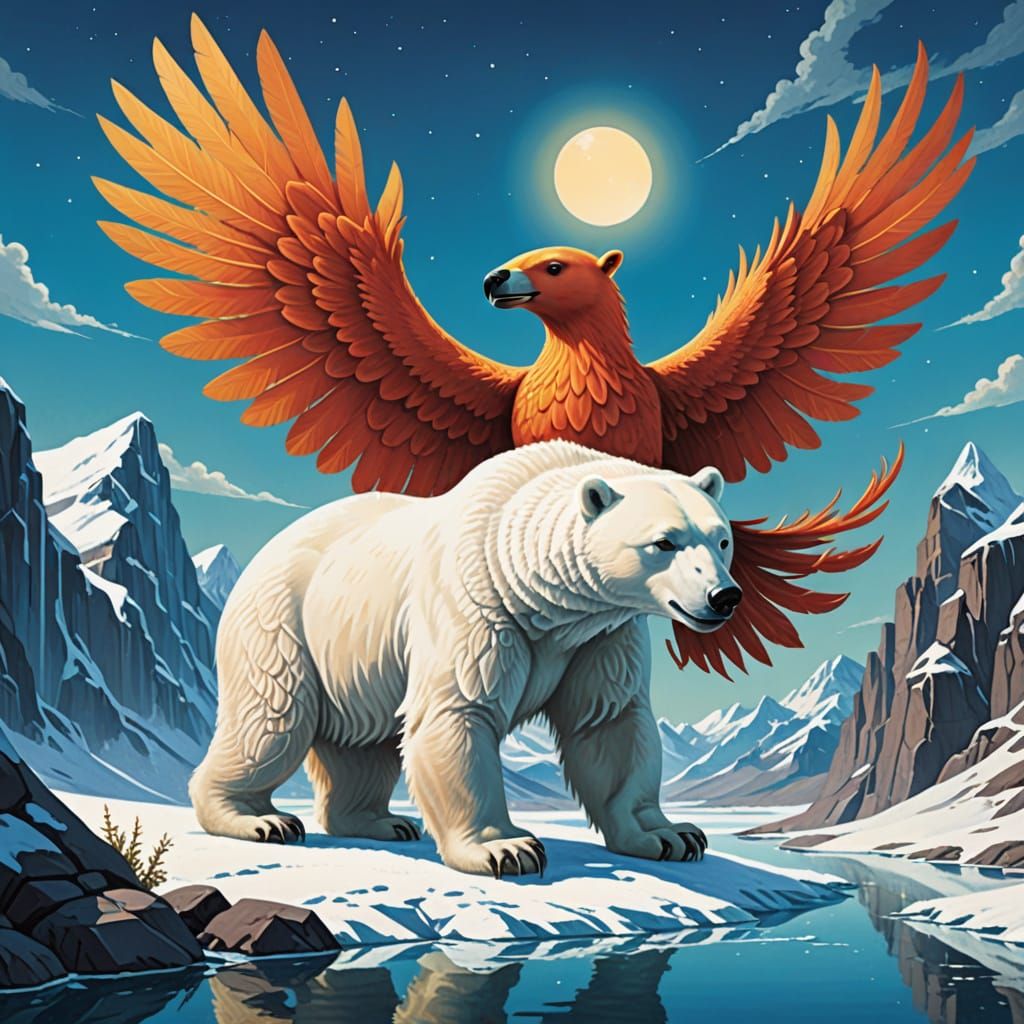 Phoenix and Polar Bear Children's Book Illustration