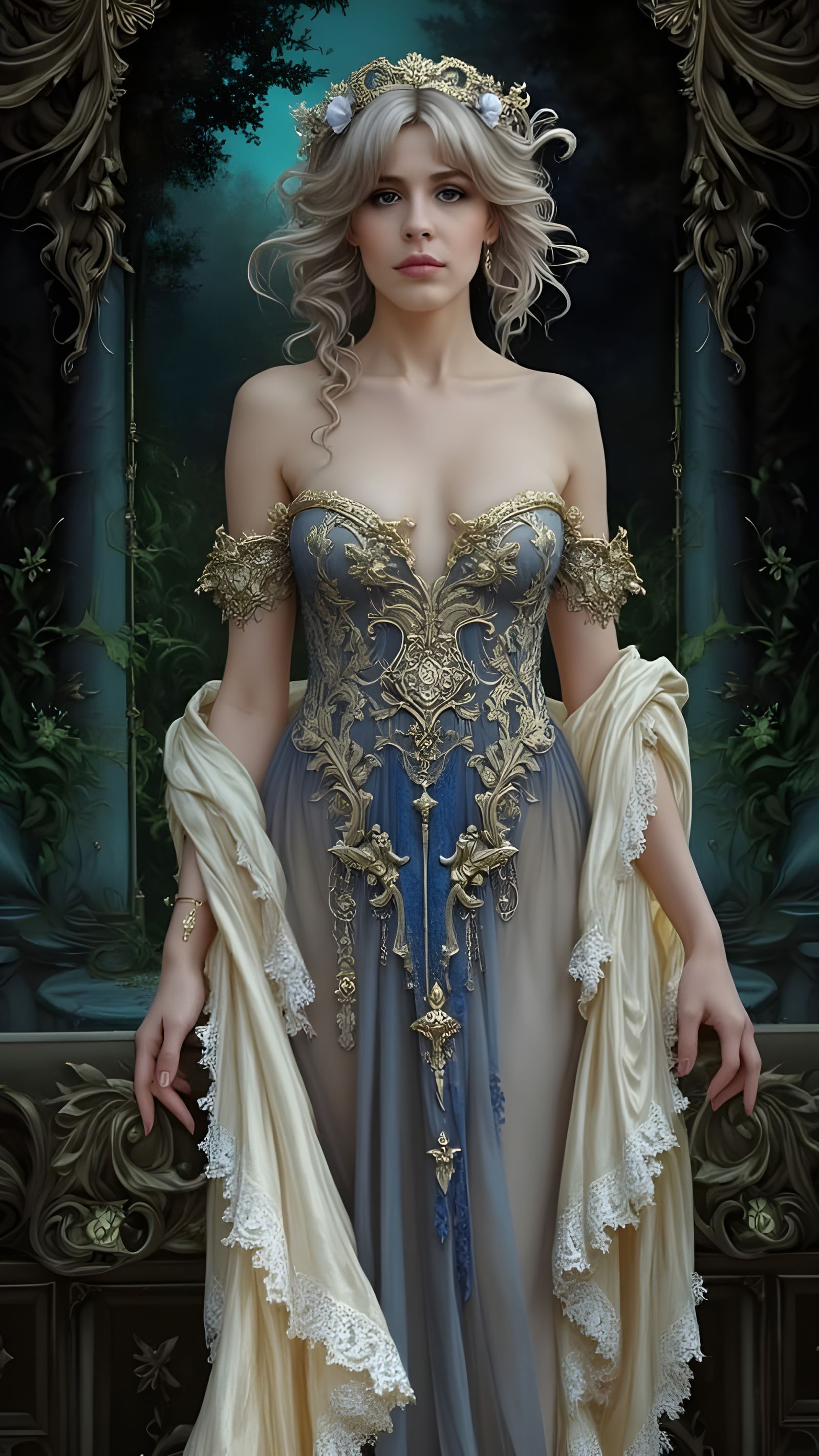 Ethereal Dark Fantasy Lady in Velvet and Lace