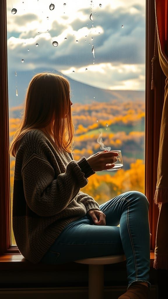 Cozy Autumn Moment with Rolling Hills and Golden Light