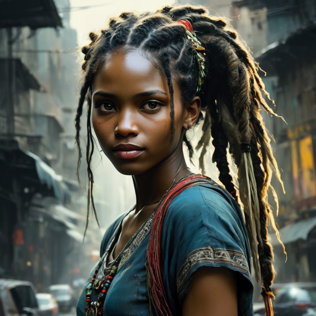 Stunning Watercolor Portrait of a Black Elf Woman