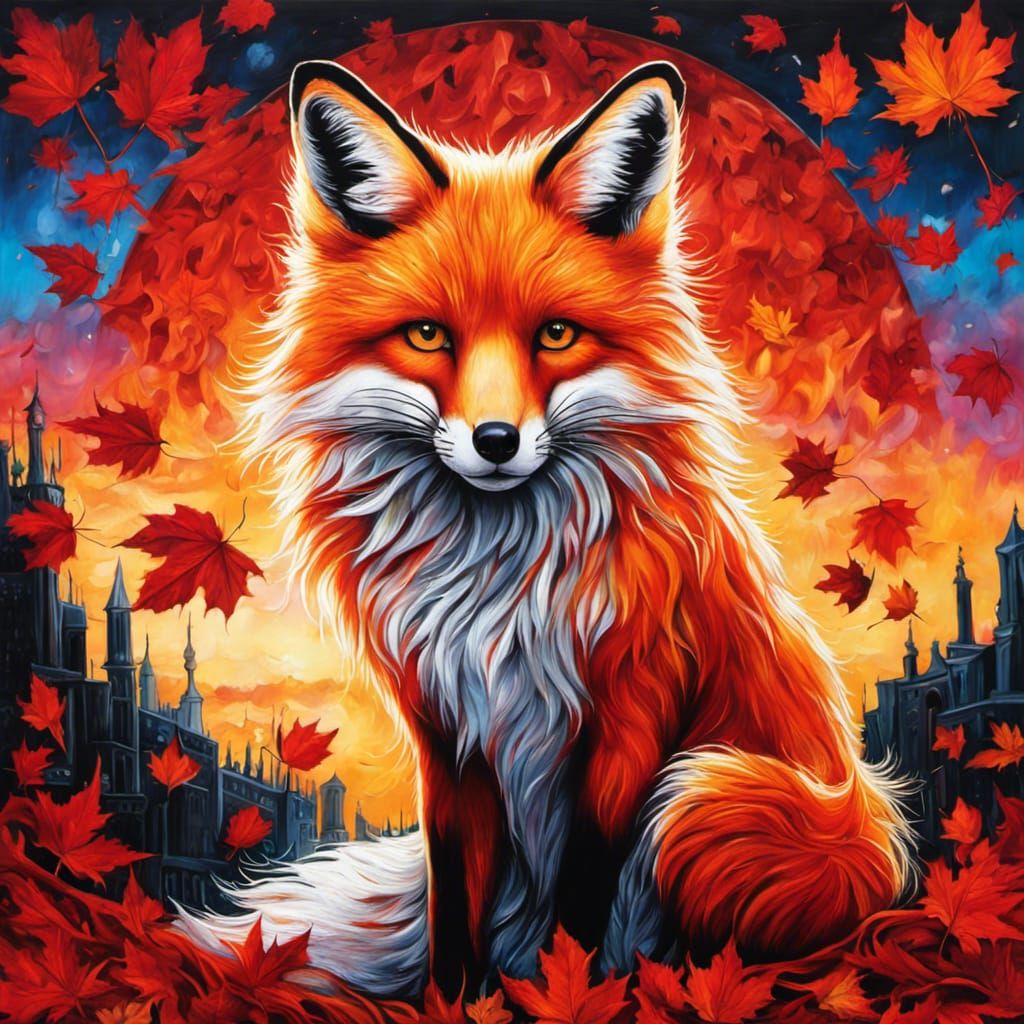 Gothic Fox in Autumnal, Burton-esque Style