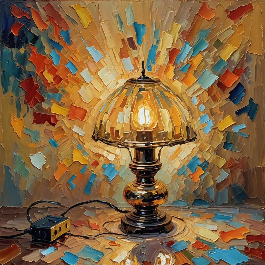 Living Room Lamp in Expressionist Oil Painting