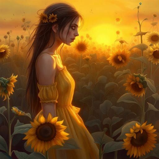 Sunflower Queen in Golden Field