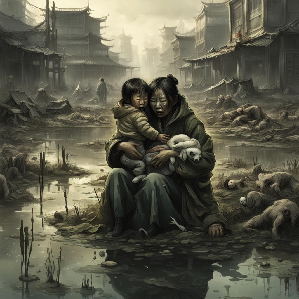 Distressing Post-Apocalyptic Scene of Loss