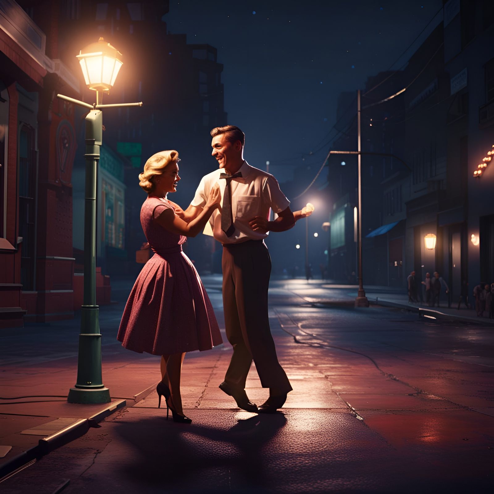 1950s Couple Dancing: Hyperdetailed Concept Art