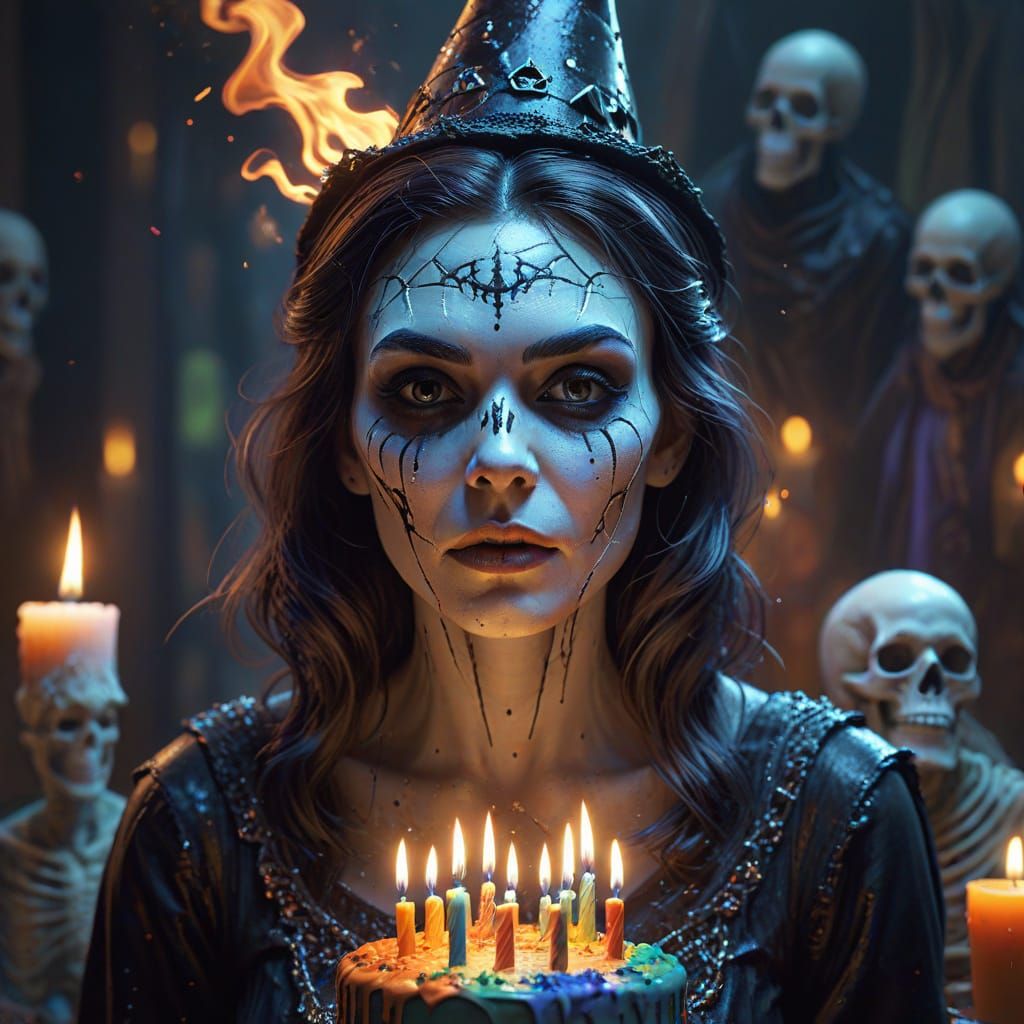 Spooky Witch Birthday Party with Ghost and Skeleton Guests