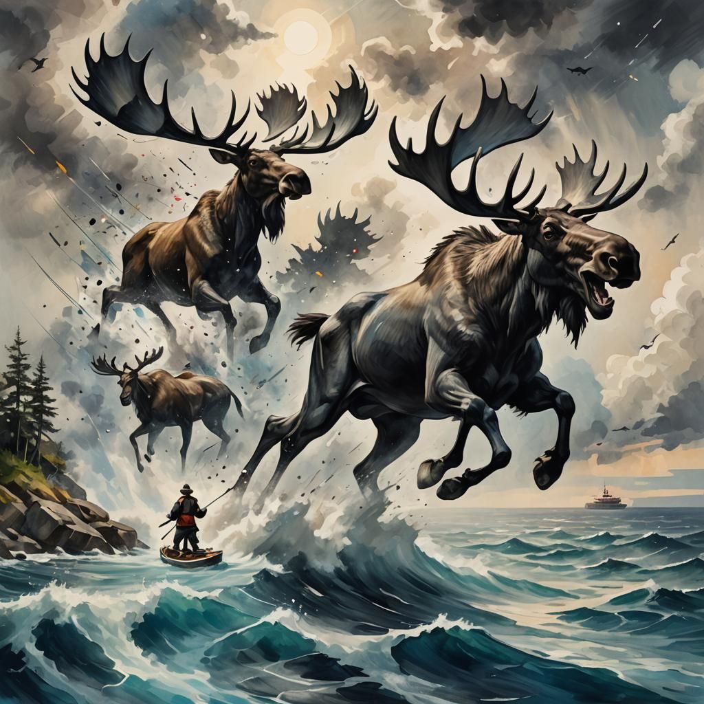 Moose Cruise: A Vaporwave Seascape Goose Chase