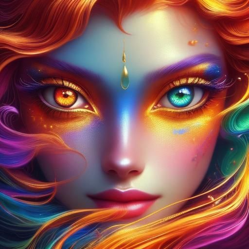 Stunning Woman with Heterochromia in Painterly Style