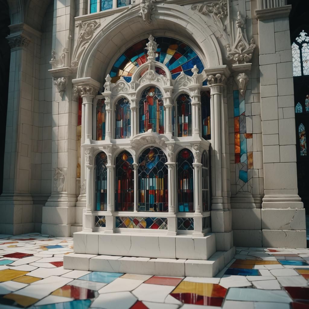 Stained Glass Mechanical Organ in Cinematic Style